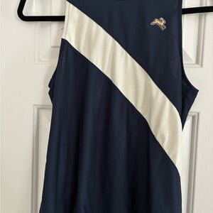 Tracksmith Navy and White Diagonal Stripe Tank
